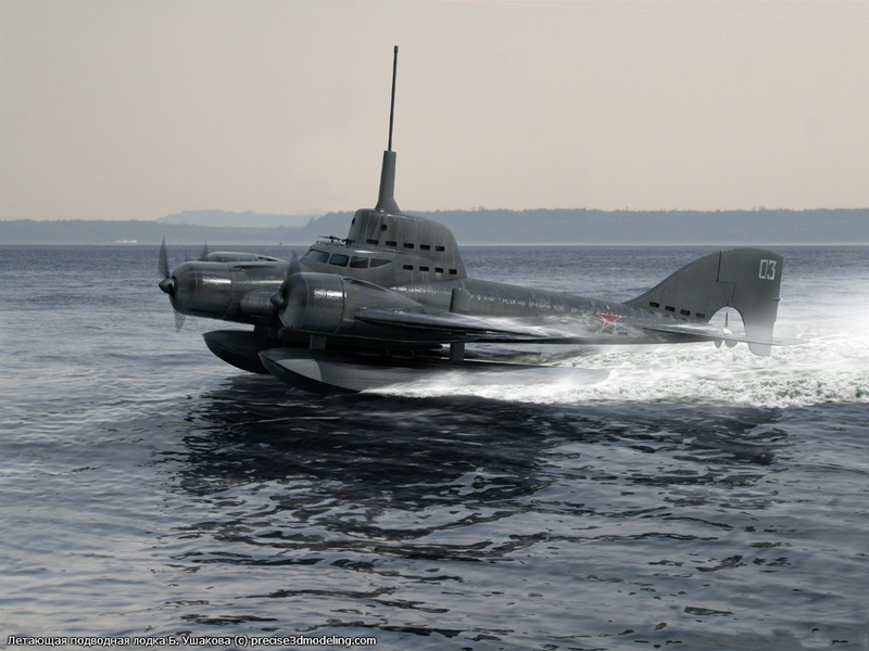 Illustration for article titled Crazy russian flying submarine!